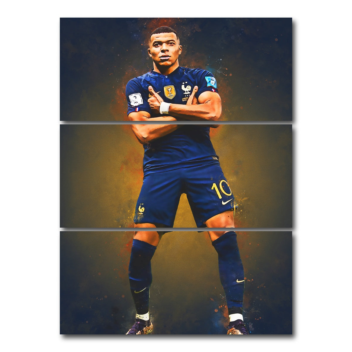 AUTO-MOCKUP WHITE | Kylian Mbappe | 3 Piece | Gallery Wrap Canvas | group=8x18_stacked