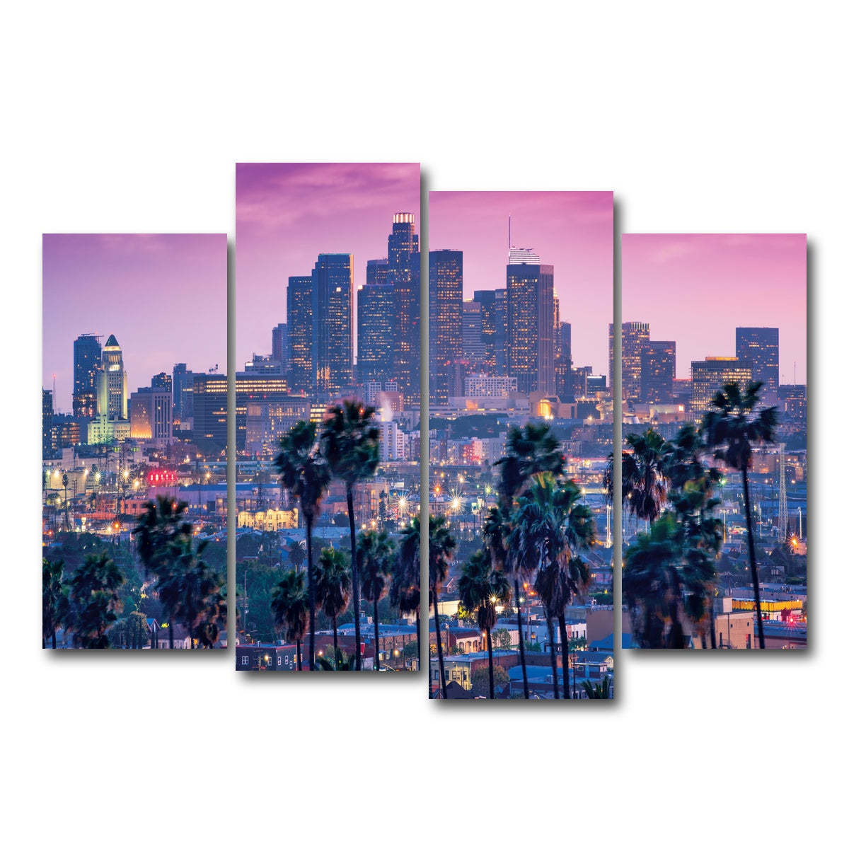 AUTO-MOCKUP WHITE | LA Palm Tree Sunset | 4 Piece | Gallery Wrap Canvas | group=4_normal
