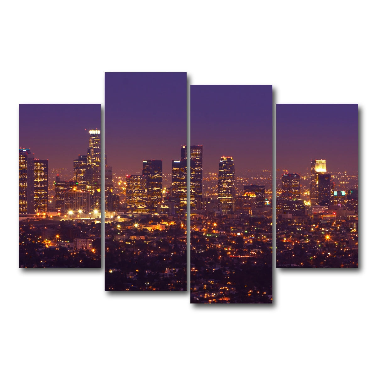 AUTO-MOCKUP WHITE | LA Skyline | 4 Piece | Gallery Wrap Canvas | group=4_short