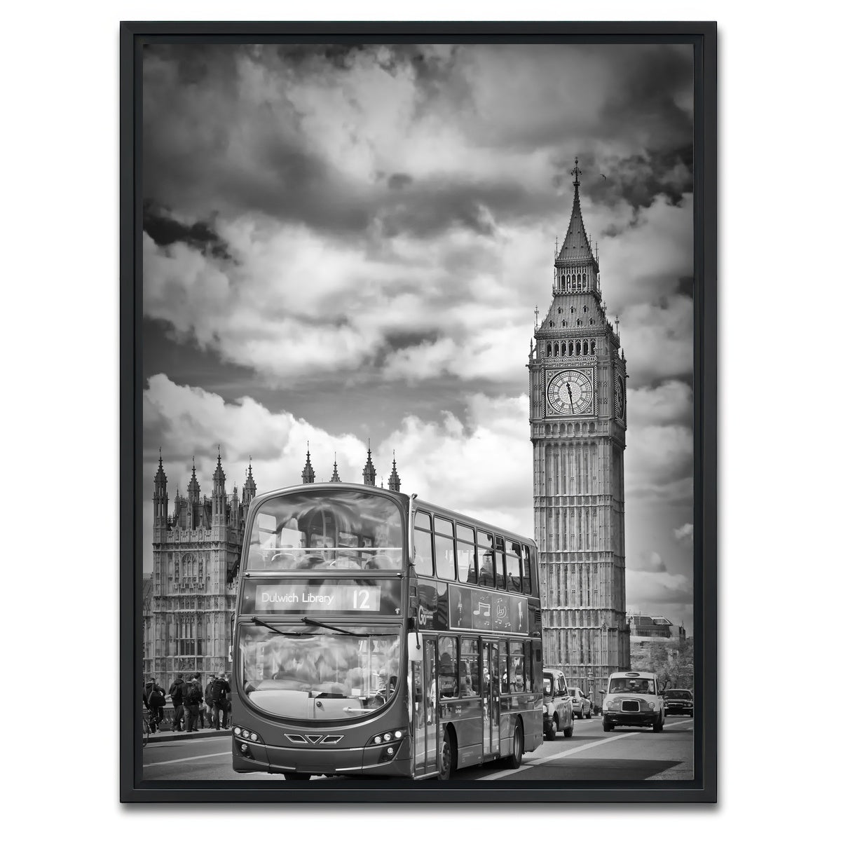 AUTO-MOCKUP WHITE | LONDON Houses of Parliament and traffic | 1 Piece | Black Framed Canvas | group=3x4