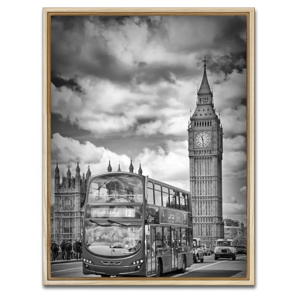 AUTO-MOCKUP WHITE | LONDON Houses of Parliament and traffic | 1 Piece | Natural Framed Canvas | group=3x4