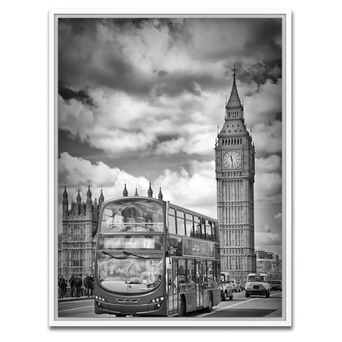 AUTO-MOCKUP WHITE | LONDON Houses of Parliament and traffic | 1 Piece | White Framed Canvas | group=3x4