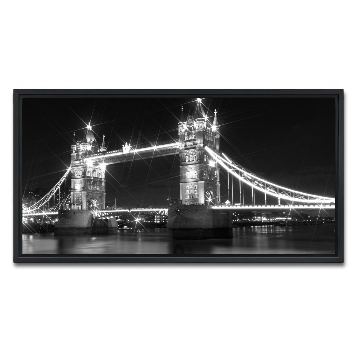 AUTO-MOCKUP WHITE | LONDON Tower Bridge at Night | 1 Piece | Black Framed Canvas | group=2x1