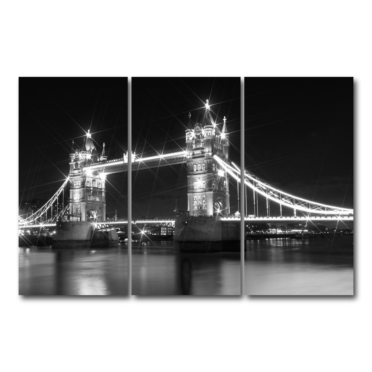 AUTO-MOCKUP WHITE | LONDON Tower Bridge at Night | 3 Piece | Gallery Wrap Canvas | group=12x24