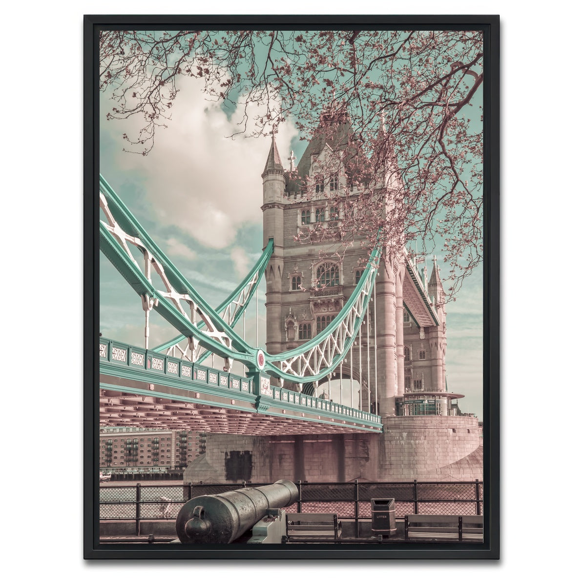 AUTO-MOCKUP WHITE | LONDON Tower Bridge in Detail | 1 Piece | Black Framed Canvas | group=3x4