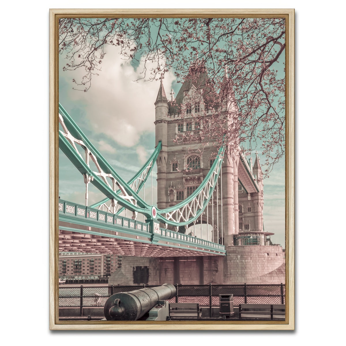 AUTO-MOCKUP WHITE | LONDON Tower Bridge in Detail | 1 Piece | Natural Framed Canvas | group=3x4