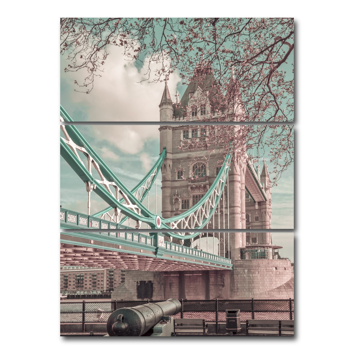 AUTO-MOCKUP WHITE | LONDON Tower Bridge in Detail | 3 Piece | Gallery Wrap Canvas | group=8x18_stacked