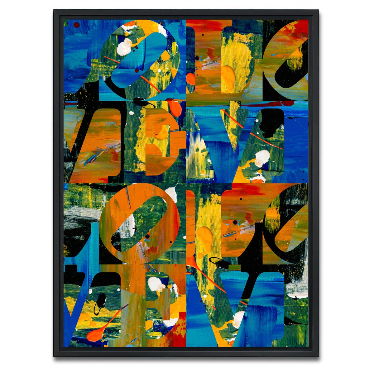 AUTO-MOCKUP WHITE | LOVE Quadrant | 1 Piece | Black Framed Canvas | group=3x4