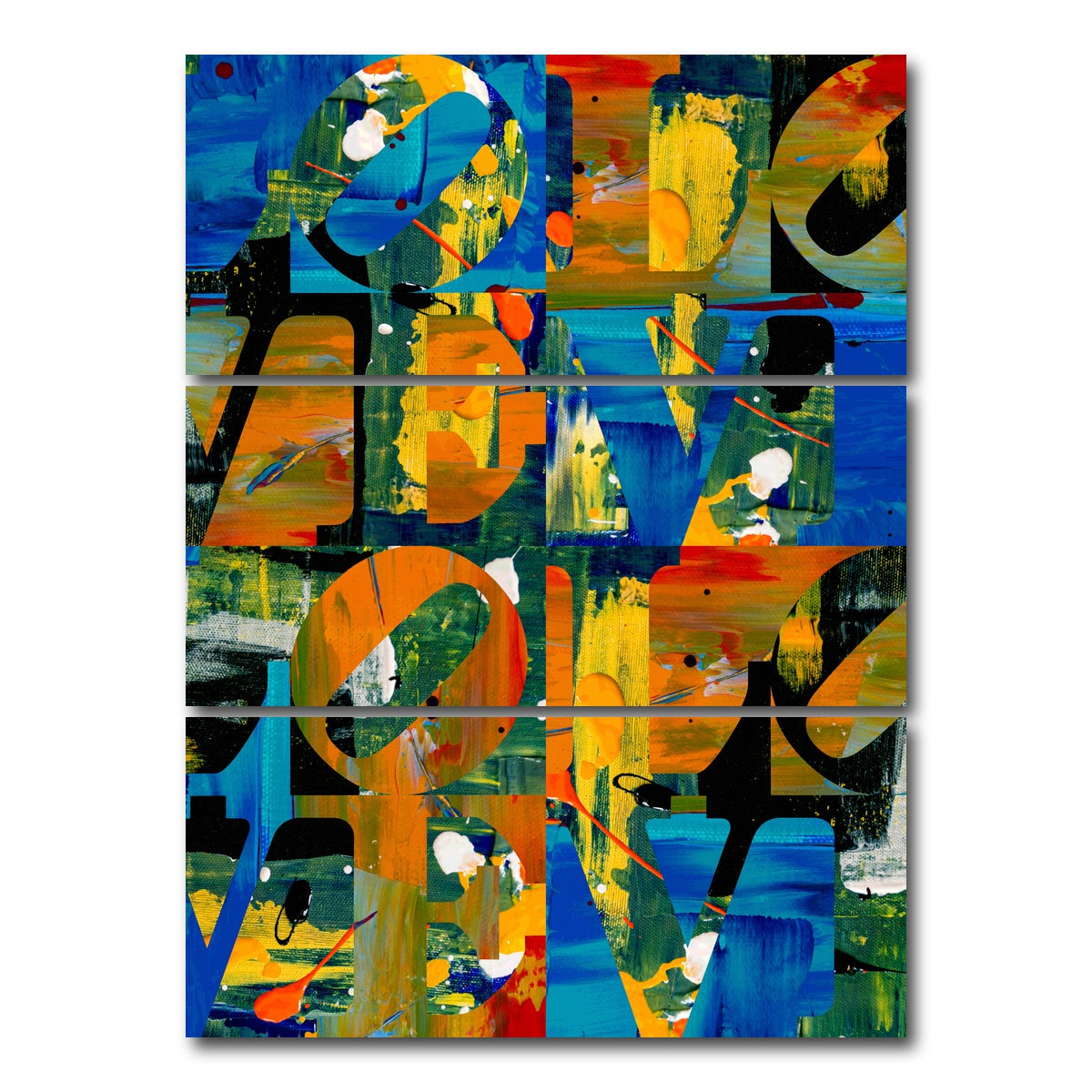 AUTO-MOCKUP WHITE | LOVE Quadrant | 3 Piece | Gallery Wrap Canvas | group=8x18_stacked