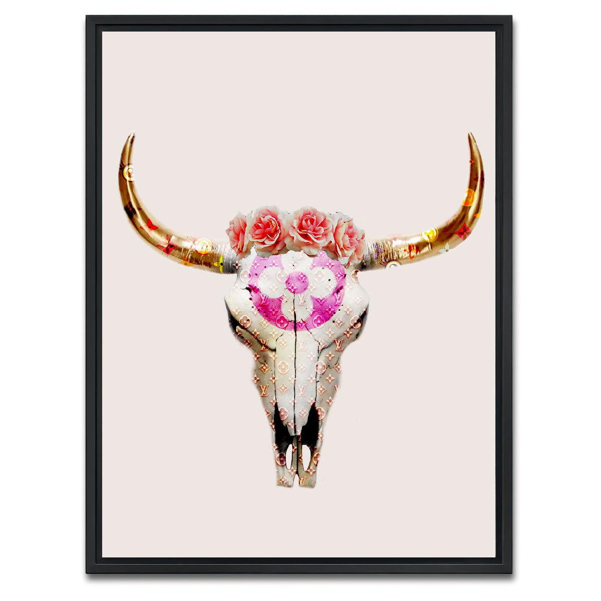 AUTO-MOCKUP WHITE | LV Bull Skull | 1 Piece | Black Framed Canvas | group=3x4