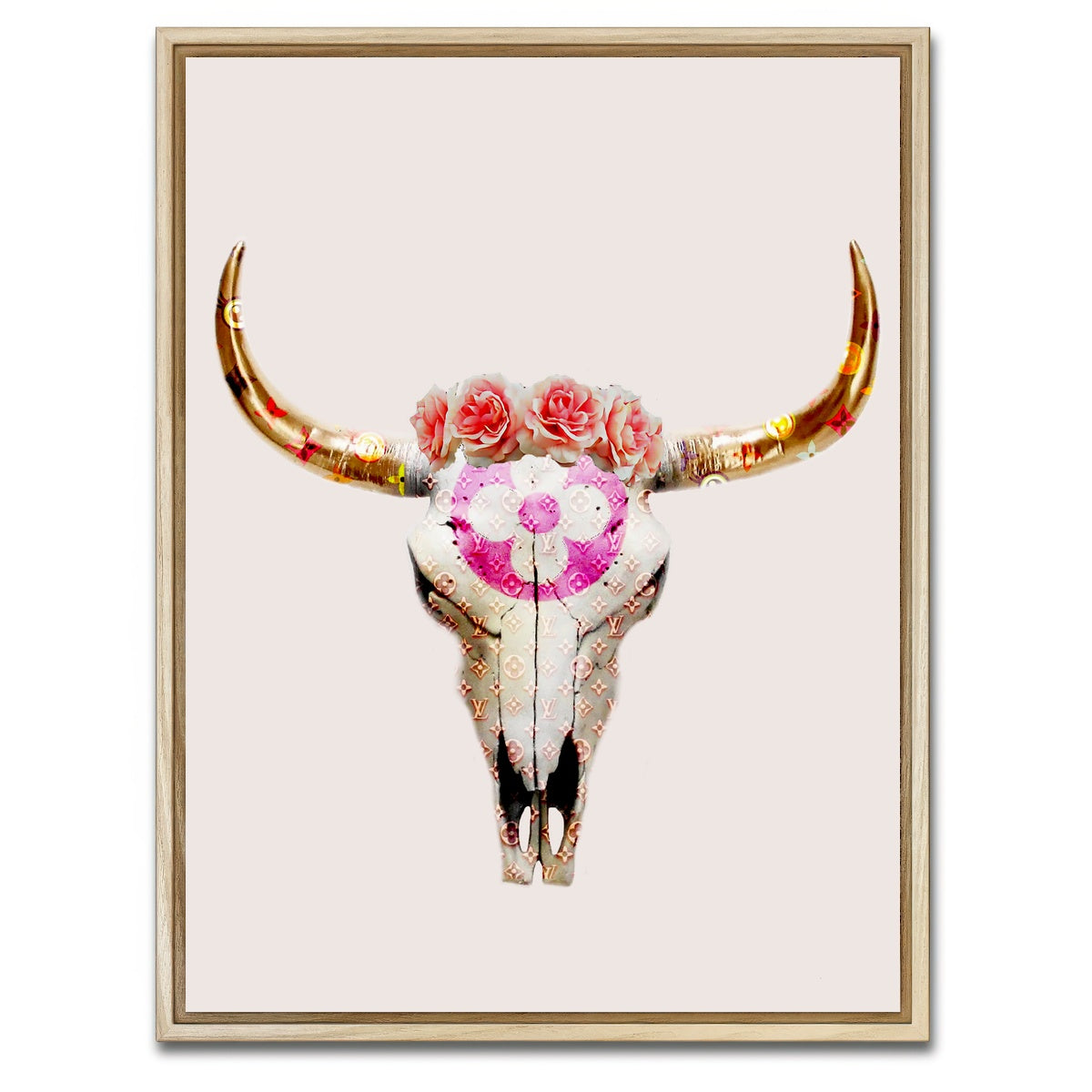 AUTO-MOCKUP WHITE | LV Bull Skull | 1 Piece | Natural Framed Canvas | group=3x4
