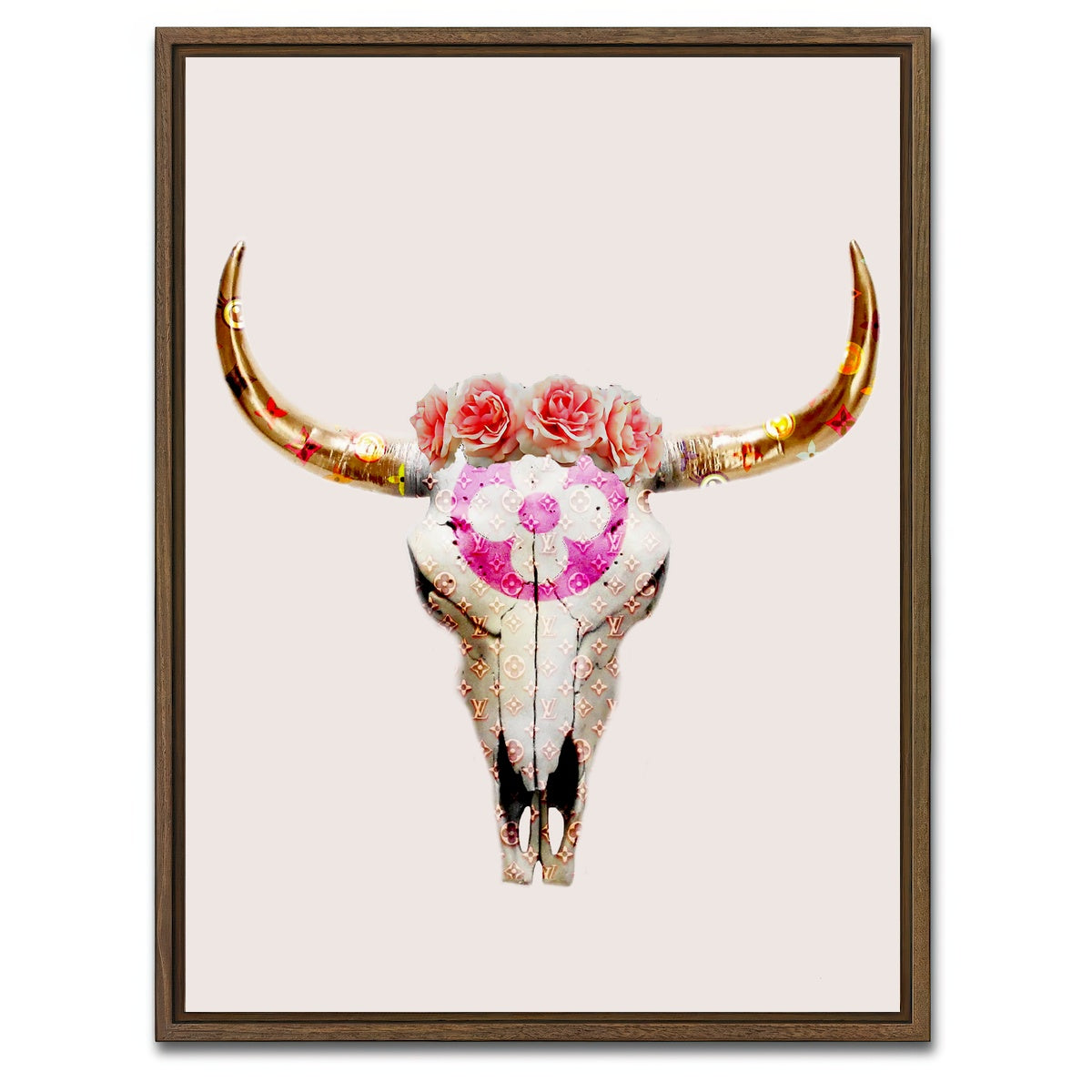 AUTO-MOCKUP WHITE | LV Bull Skull | 1 Piece | Walnut Framed Canvas | group=3x4