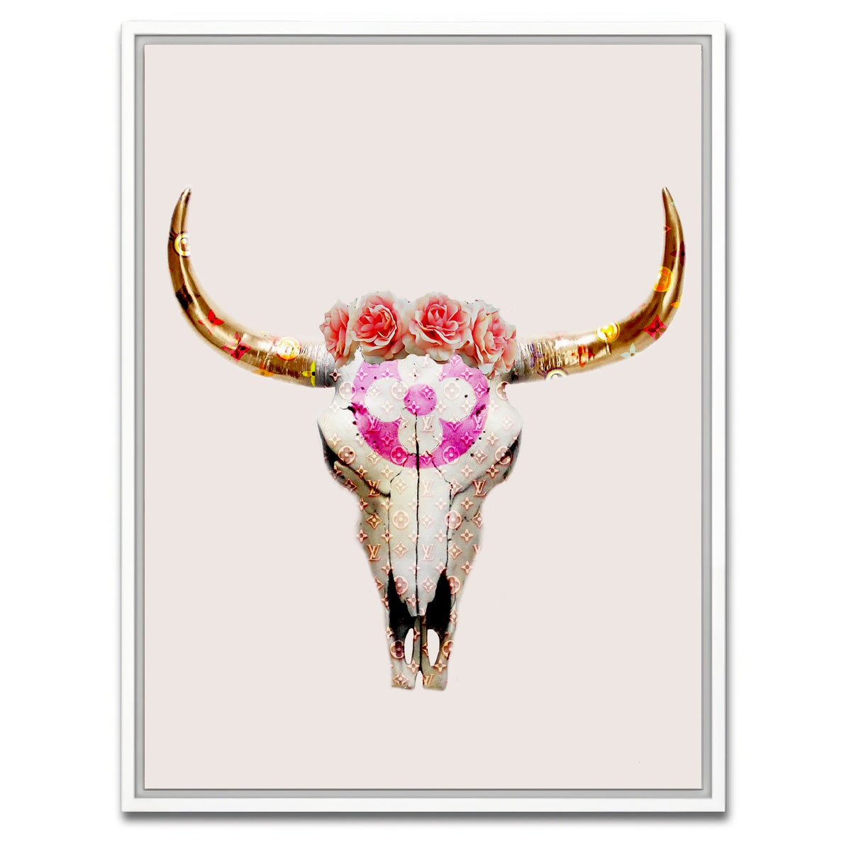 AUTO-MOCKUP WHITE | LV Bull Skull | 1 Piece | White Framed Canvas | group=3x4