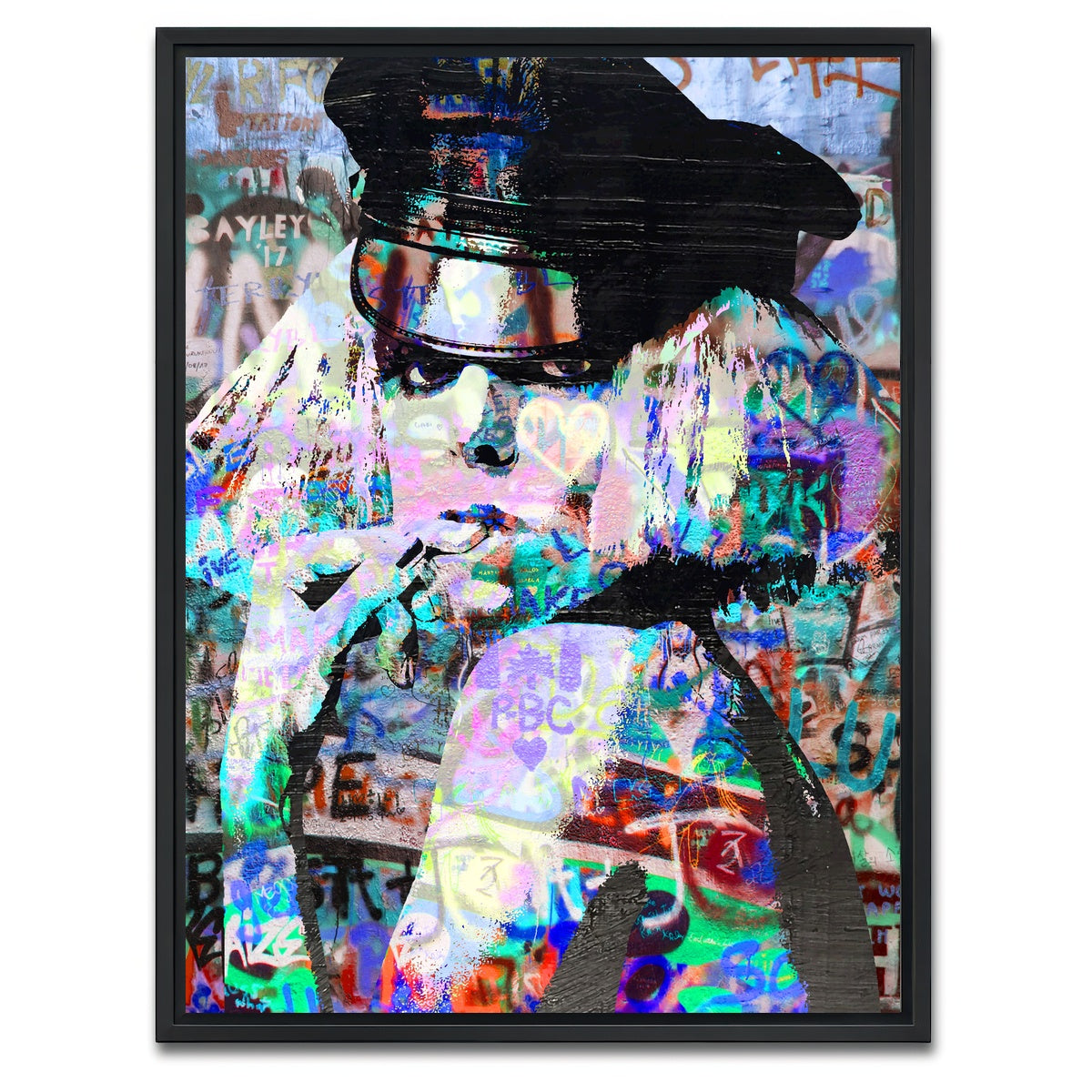 AUTO-MOCKUP WHITE | Lady Gaga Heavy Graffiti | 1 Piece | Black Framed Canvas | group=3x4