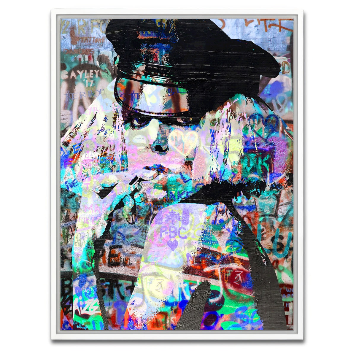 AUTO-MOCKUP WHITE | Lady Gaga Heavy Graffiti | 1 Piece | White Framed Canvas | group=3x4