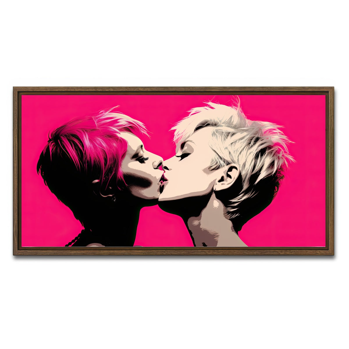 AUTO-MOCKUP WHITE | Lady Gaga & Pink | 1 Piece | Walnut Framed Canvas | group=2x1