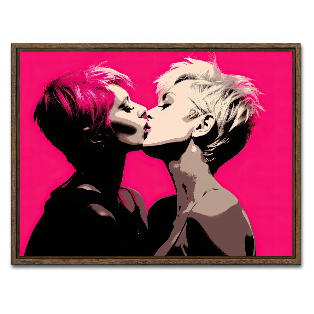 AUTO-MOCKUP WHITE | Lady Gaga & Pink | 1 Piece | Walnut Framed Canvas | group=4x3