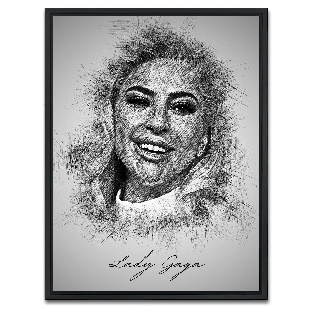 AUTO-MOCKUP WHITE | Lady Gaga Sketch | 1 Piece | Black Framed Canvas | group=3x4