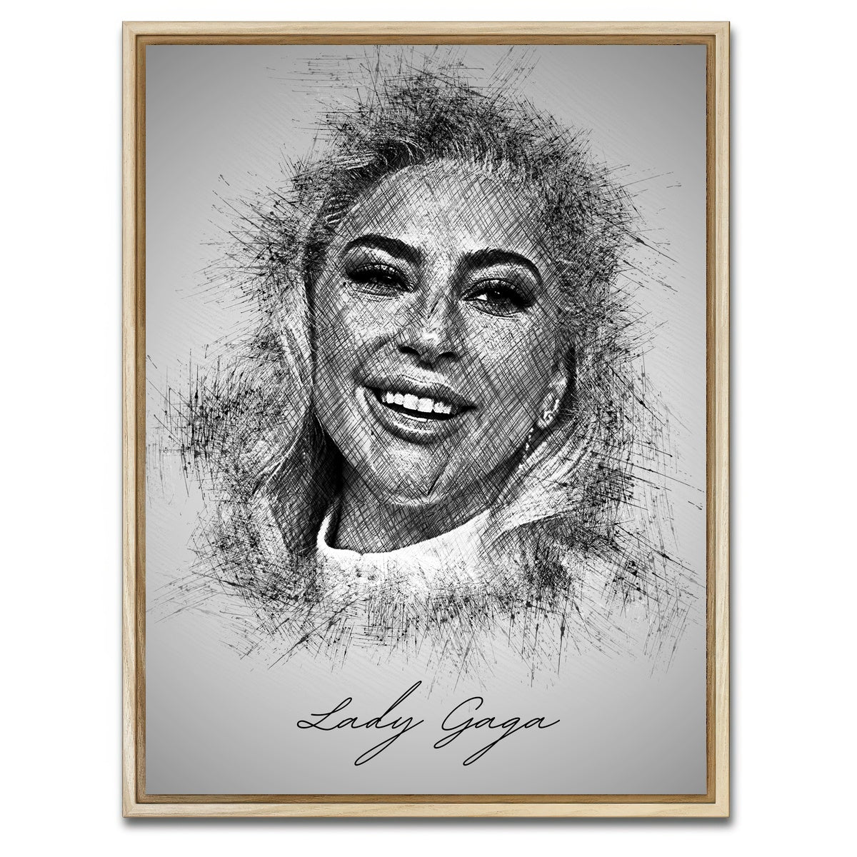 AUTO-MOCKUP WHITE | Lady Gaga Sketch | 1 Piece | Natural Framed Canvas | group=3x4