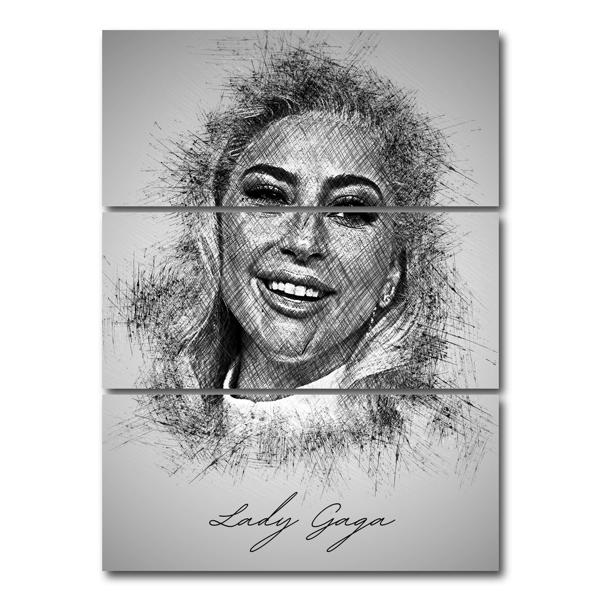 AUTO-MOCKUP WHITE | Lady Gaga Sketch | 3 Piece | Gallery Wrap Canvas | group=8x18_stacked