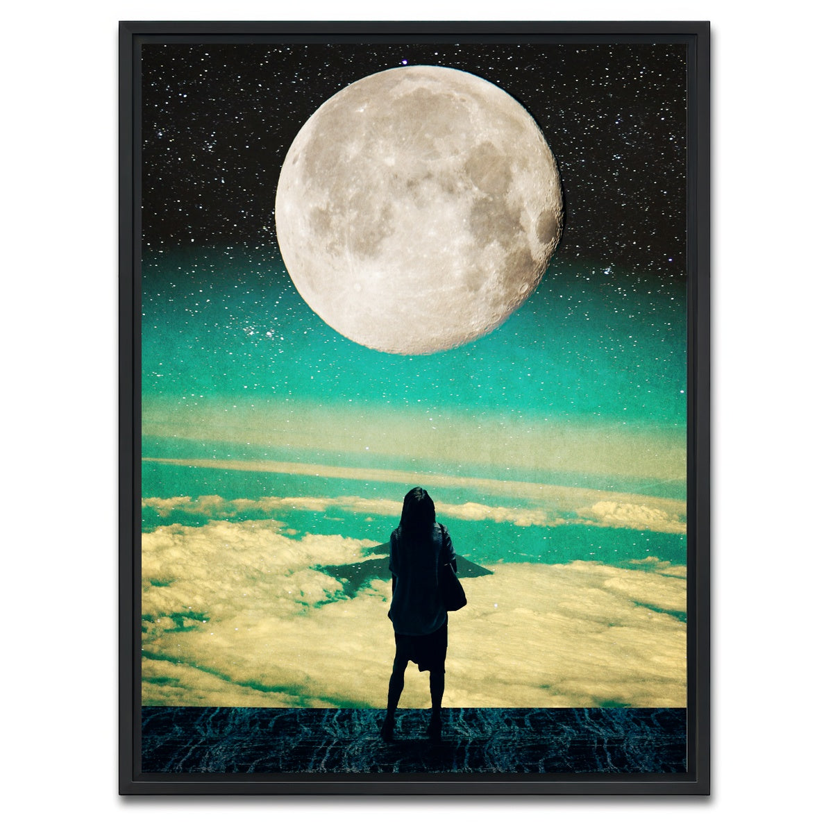 AUTO-MOCKUP WHITE | Lady Moon No Idea | 1 Piece | Black Framed Canvas | group=3x4