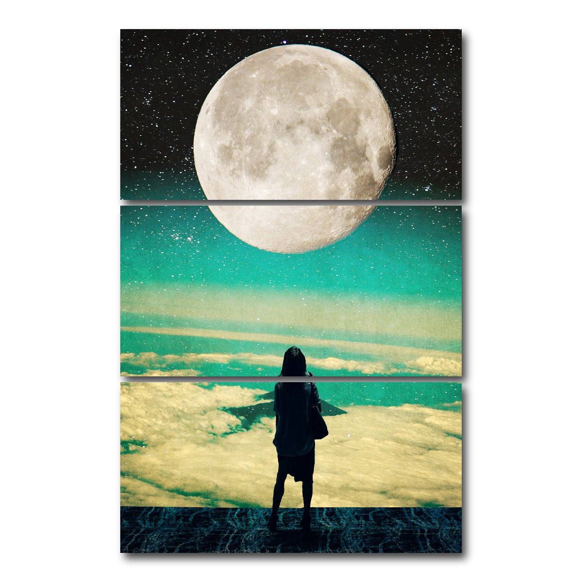 AUTO-MOCKUP WHITE | Lady Moon No Idea | 3 Piece | Gallery Wrap Canvas | group=12x24_stacked