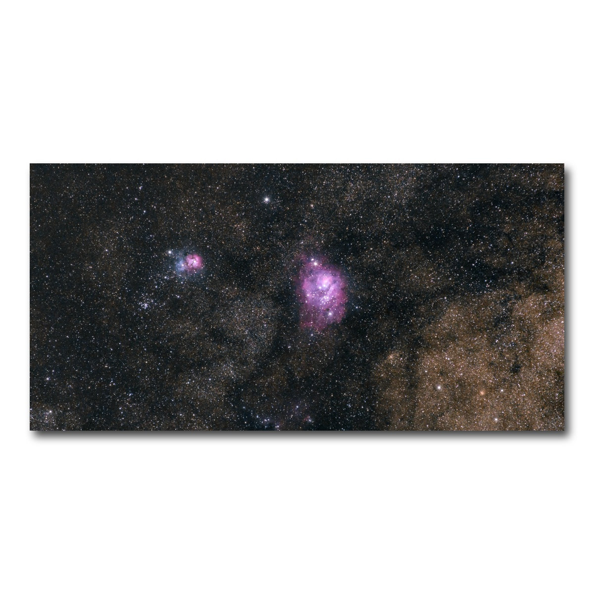 AUTO-MOCKUP WHITE | Lagoon and Trifid nebula | 1 Piece | Gallery Wrap Canvas | group=2x1