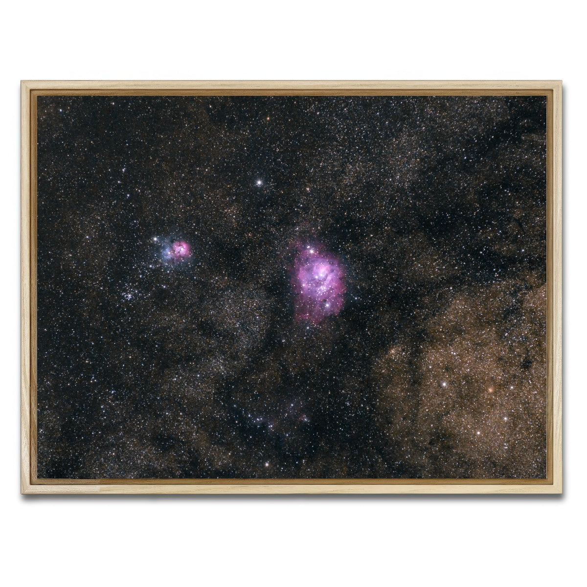 AUTO-MOCKUP WHITE | Lagoon and Trifid nebula | 1 Piece | Natural Framed Canvas | group=4x3