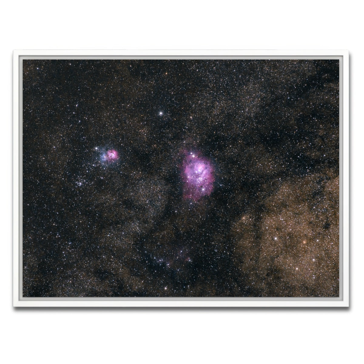 AUTO-MOCKUP WHITE | Lagoon and Trifid nebula | 1 Piece | White Framed Canvas | group=4x3