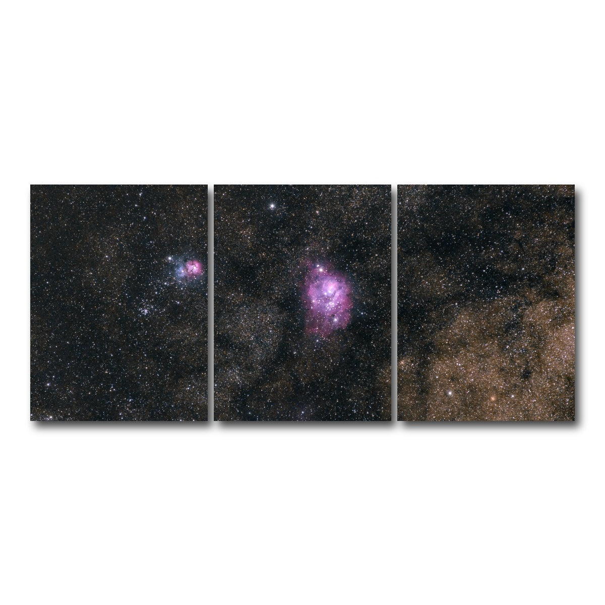 AUTO-MOCKUP WHITE | Lagoon and Trifid nebula | 3 Piece | Gallery Wrap Canvas | group=18x24
