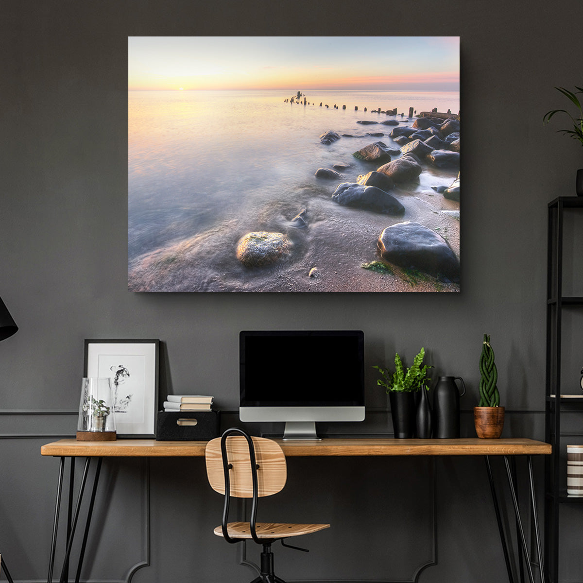 Lake Michigan Shore at Sunrise Wall Art
