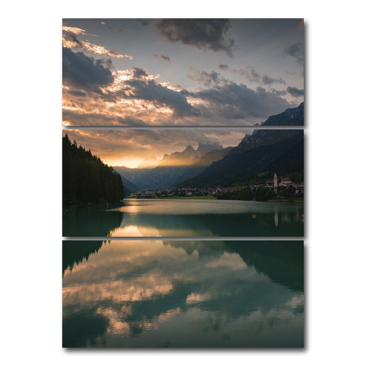 AUTO-MOCKUP WHITE | Lake Auronzo | 3 Piece | Gallery Wrap Canvas | group=8x18_stacked