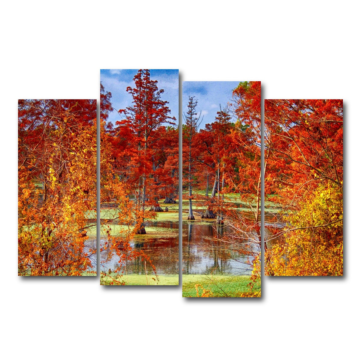 AUTO-MOCKUP WHITE | Lake Conway Cypress Trees | 4 Piece | Gallery Wrap Canvas | group=4_normal