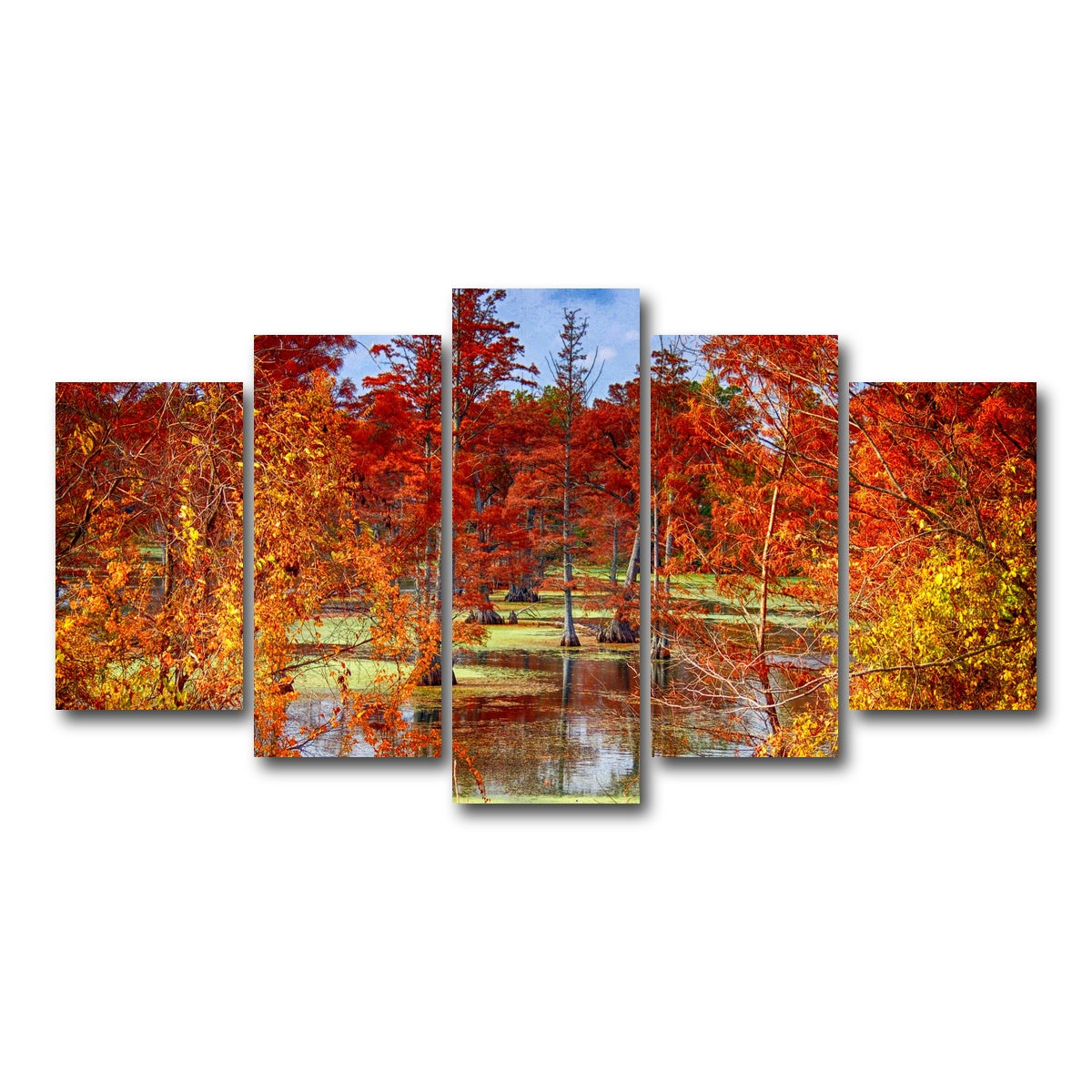 AUTO-MOCKUP WHITE | Lake Conway Cypress Trees | 5 Piece | Gallery Wrap Canvas | group=5_normal
