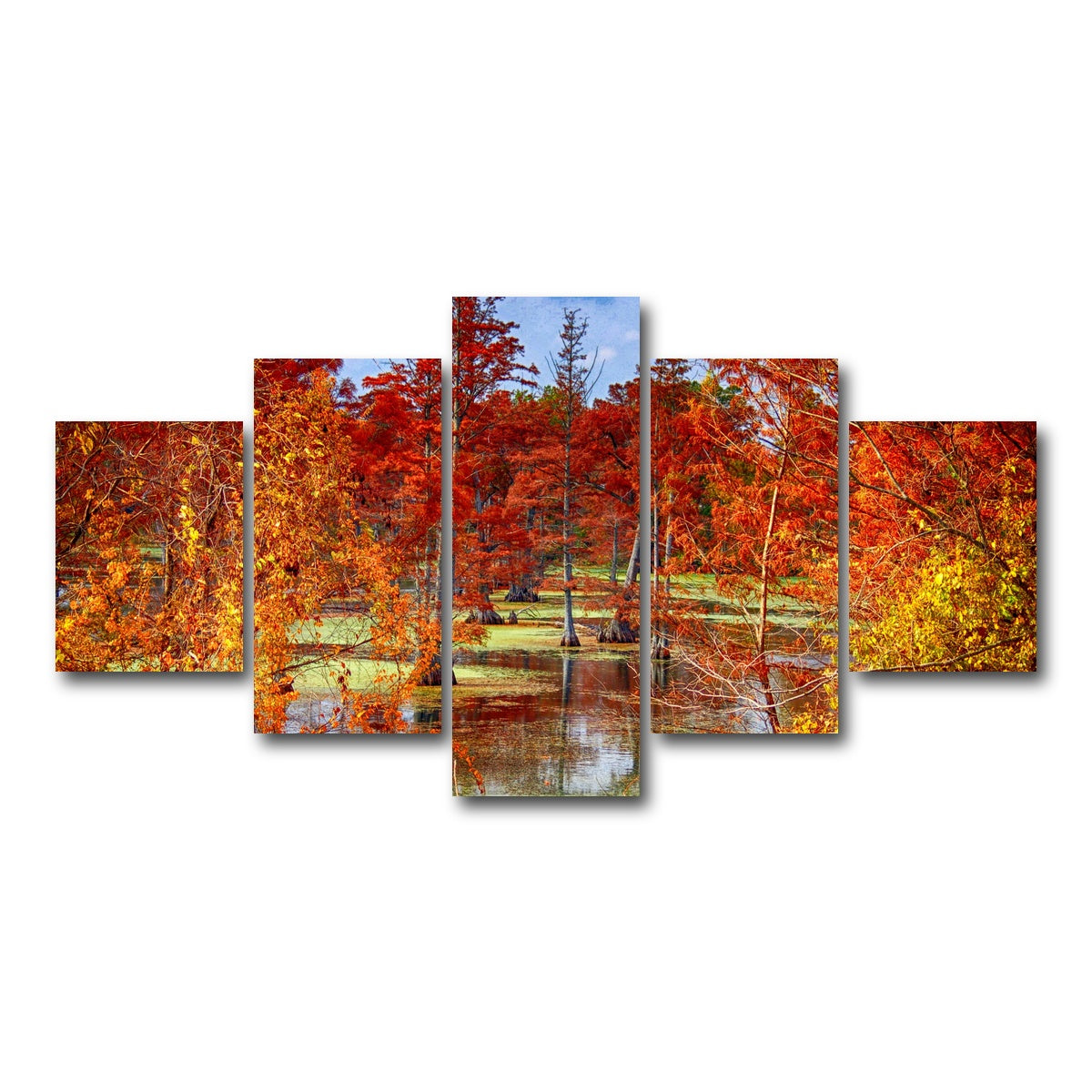 AUTO-MOCKUP WHITE | Lake Conway Cypress Trees | 5 Piece | Gallery Wrap Canvas | group=5_short