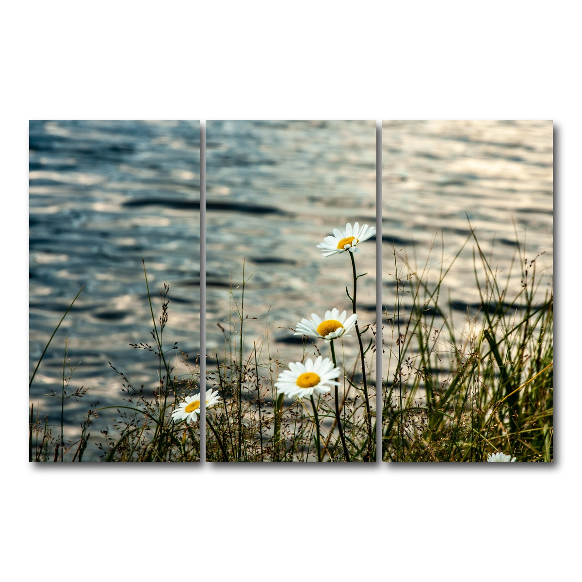 AUTO-MOCKUP WHITE | Lake Flowers | 3 Piece | Gallery Wrap Canvas | group=12x24