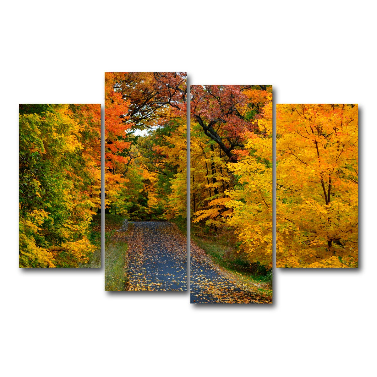 AUTO-MOCKUP WHITE | Lake Geneva Wisconsin Fall Road | 4 Piece | Gallery Wrap Canvas | group=4_short