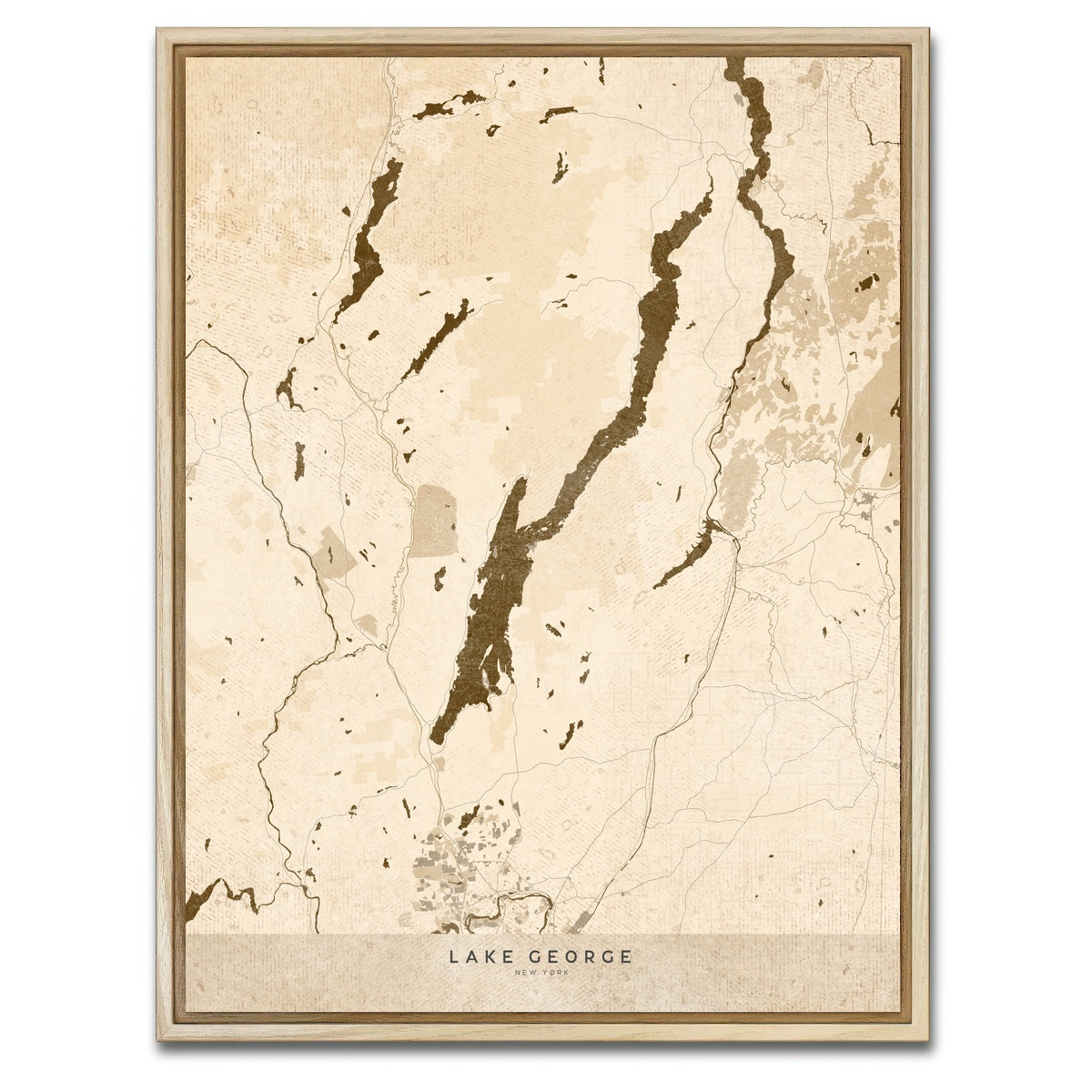 AUTO-MOCKUP WHITE | Lake George Map | 1 Piece | Natural Framed Canvas | group=3x4