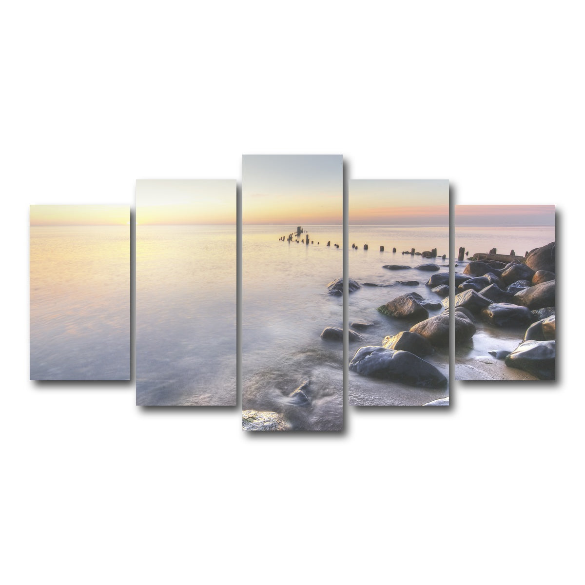 AUTO-MOCKUP WHITE | Lake Michigan Shore at Sunrise | 5 Piece | Gallery Wrap Canvas | group=5_normal