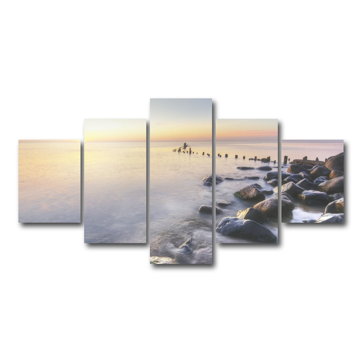 AUTO-MOCKUP WHITE | Lake Michigan Shore at Sunrise | 5 Piece | Gallery Wrap Canvas | group=5_short