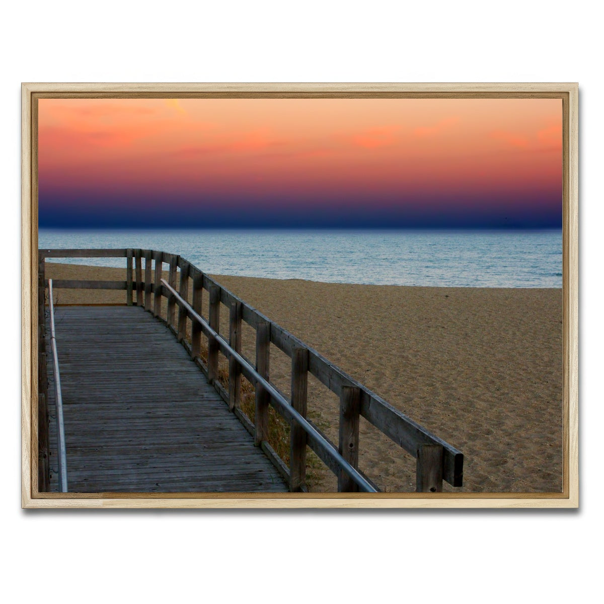 AUTO-MOCKUP WHITE | Lake Michigan sunset | 1 Piece | Natural Framed Canvas | group=4x3