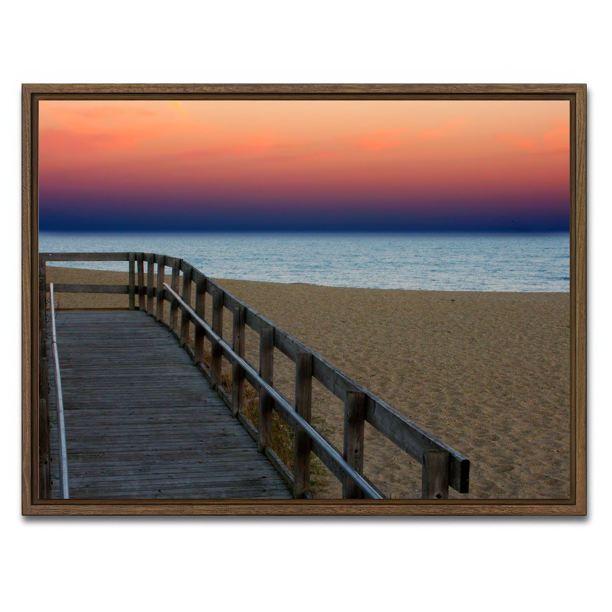 AUTO-MOCKUP WHITE | Lake Michigan sunset | 1 Piece | Walnut Framed Canvas | group=4x3