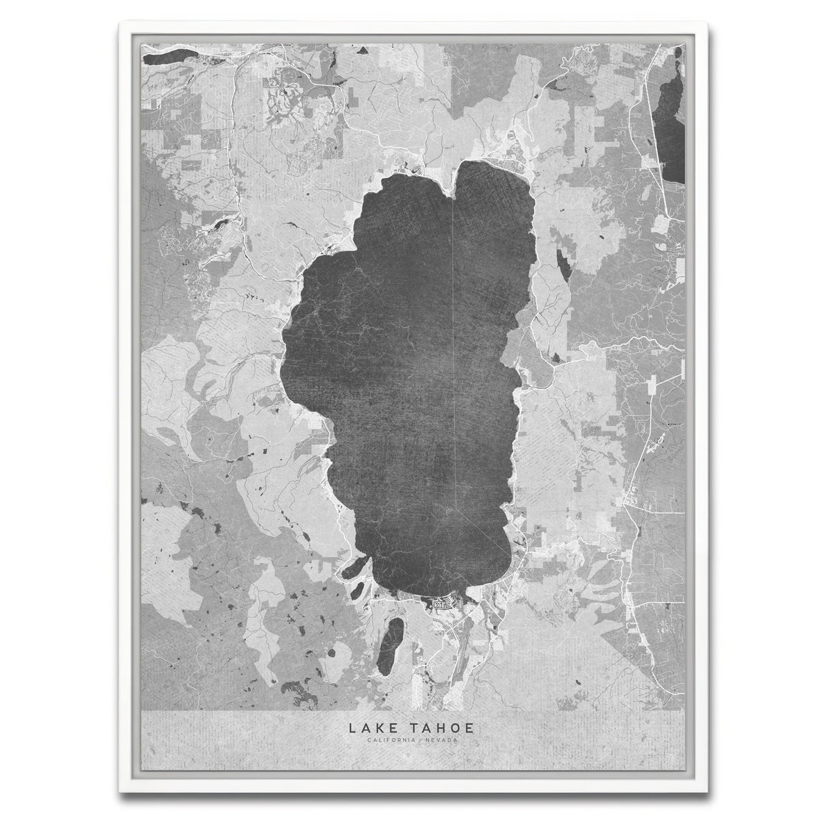 AUTO-MOCKUP WHITE | Lake Tahoe Map 2 | 1 Piece | White Framed Canvas | group=3x4