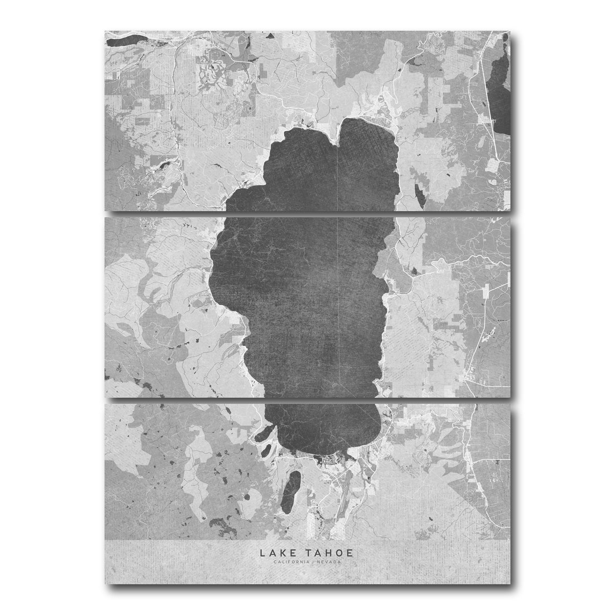 AUTO-MOCKUP WHITE | Lake Tahoe Map 2 | 3 Piece | Gallery Wrap Canvas | group=8x18_stacked