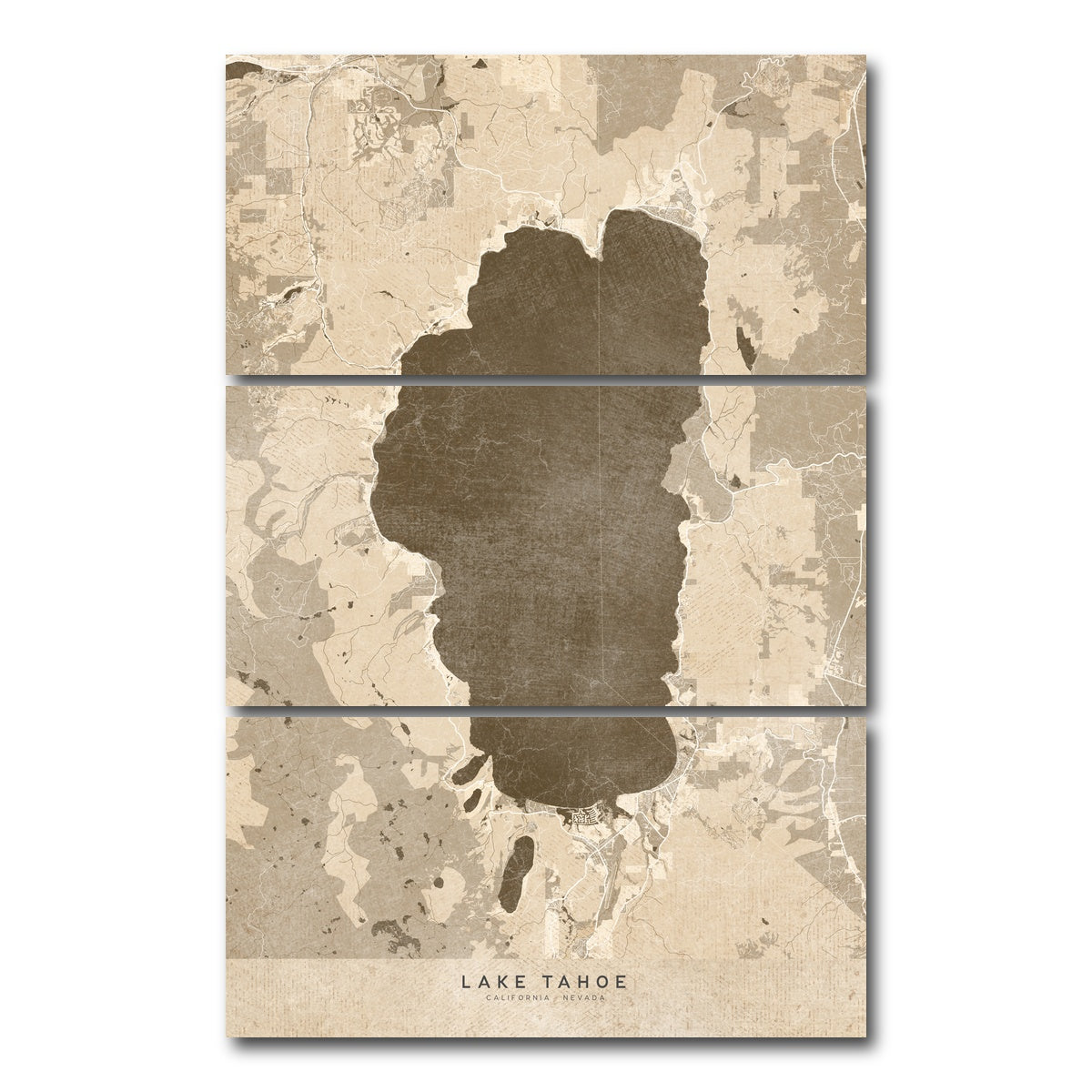 AUTO-MOCKUP WHITE | Lake Tahoe Map | 3 Piece | Gallery Wrap Canvas | group=12x24_stacked