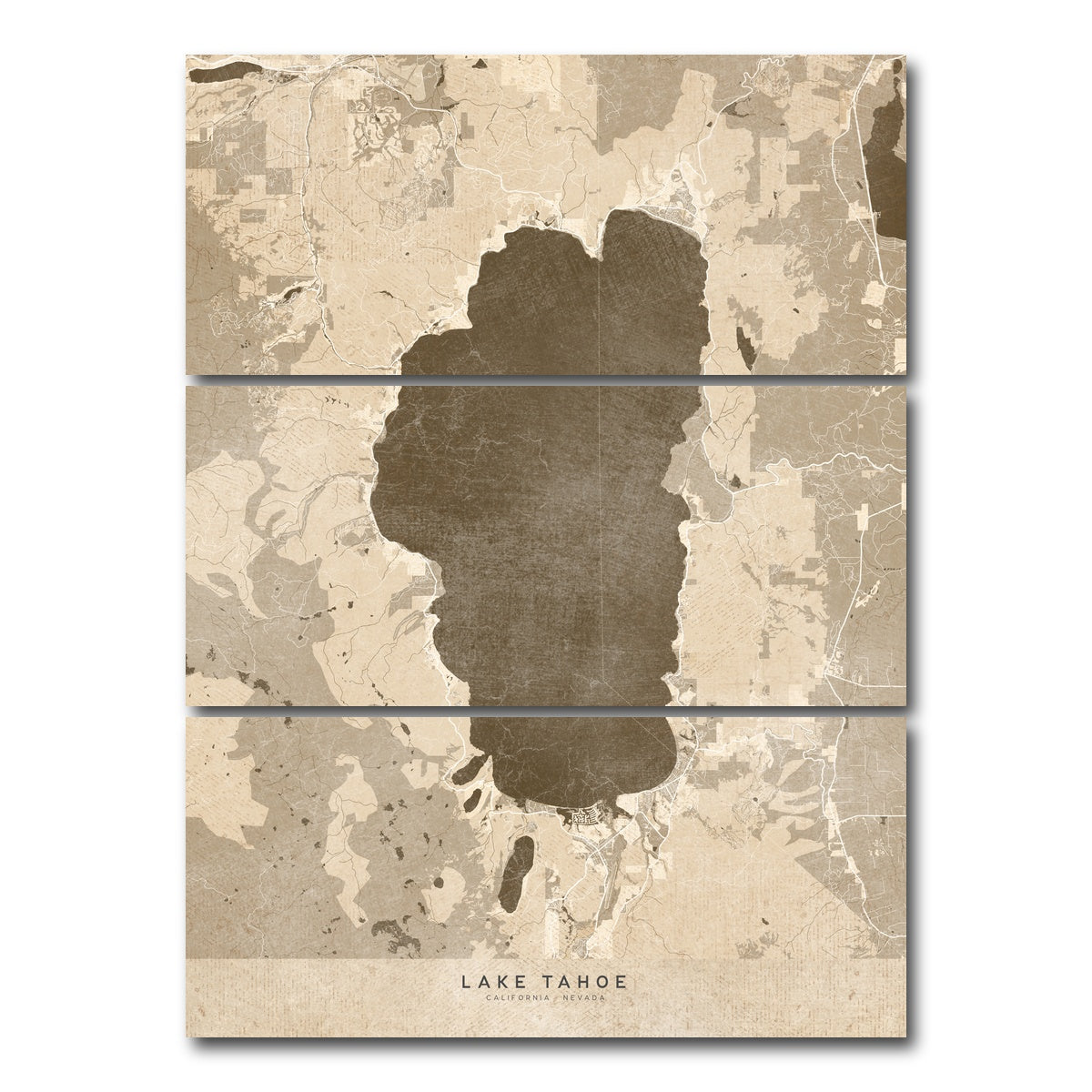 AUTO-MOCKUP WHITE | Lake Tahoe Map | 3 Piece | Gallery Wrap Canvas | group=8x18_stacked