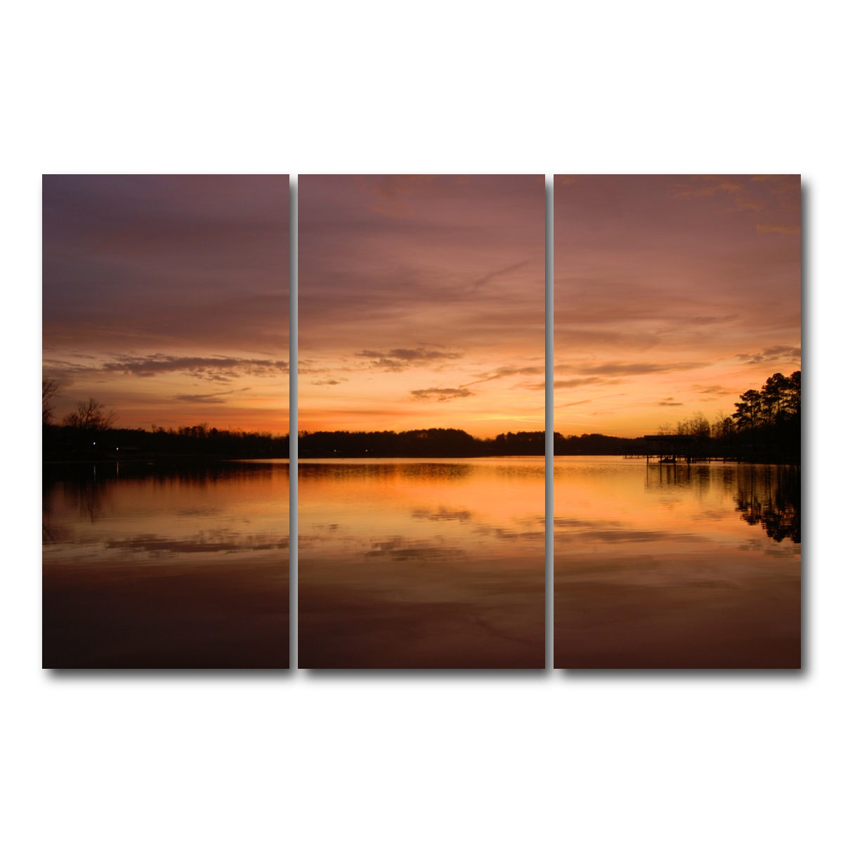 AUTO-MOCKUP WHITE | Lake Weiss Sunrise | 3 Piece | Gallery Wrap Canvas | group=12x24
