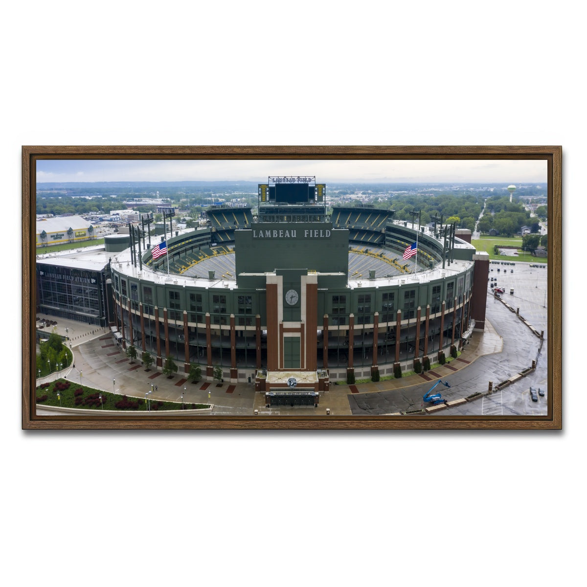 AUTO-MOCKUP WHITE | Lambeau Field | 1 Piece | Walnut Framed Canvas | group=2x1