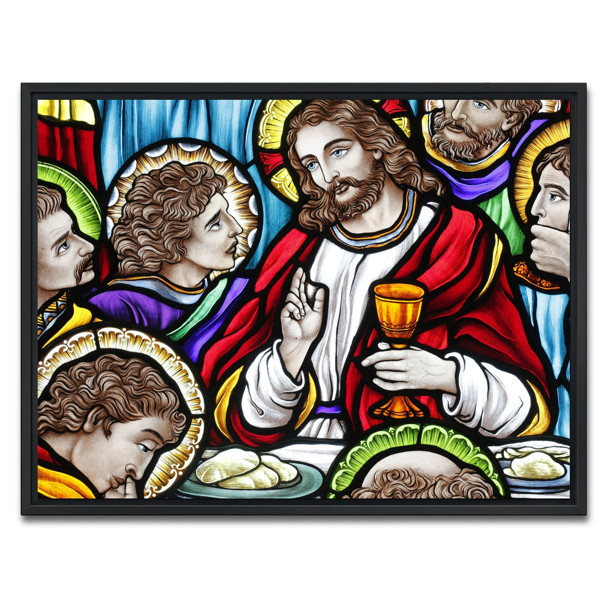 AUTO-MOCKUP WHITE | Last Supper Stained Glass | 1 Piece | Black Framed Canvas | group=4x3