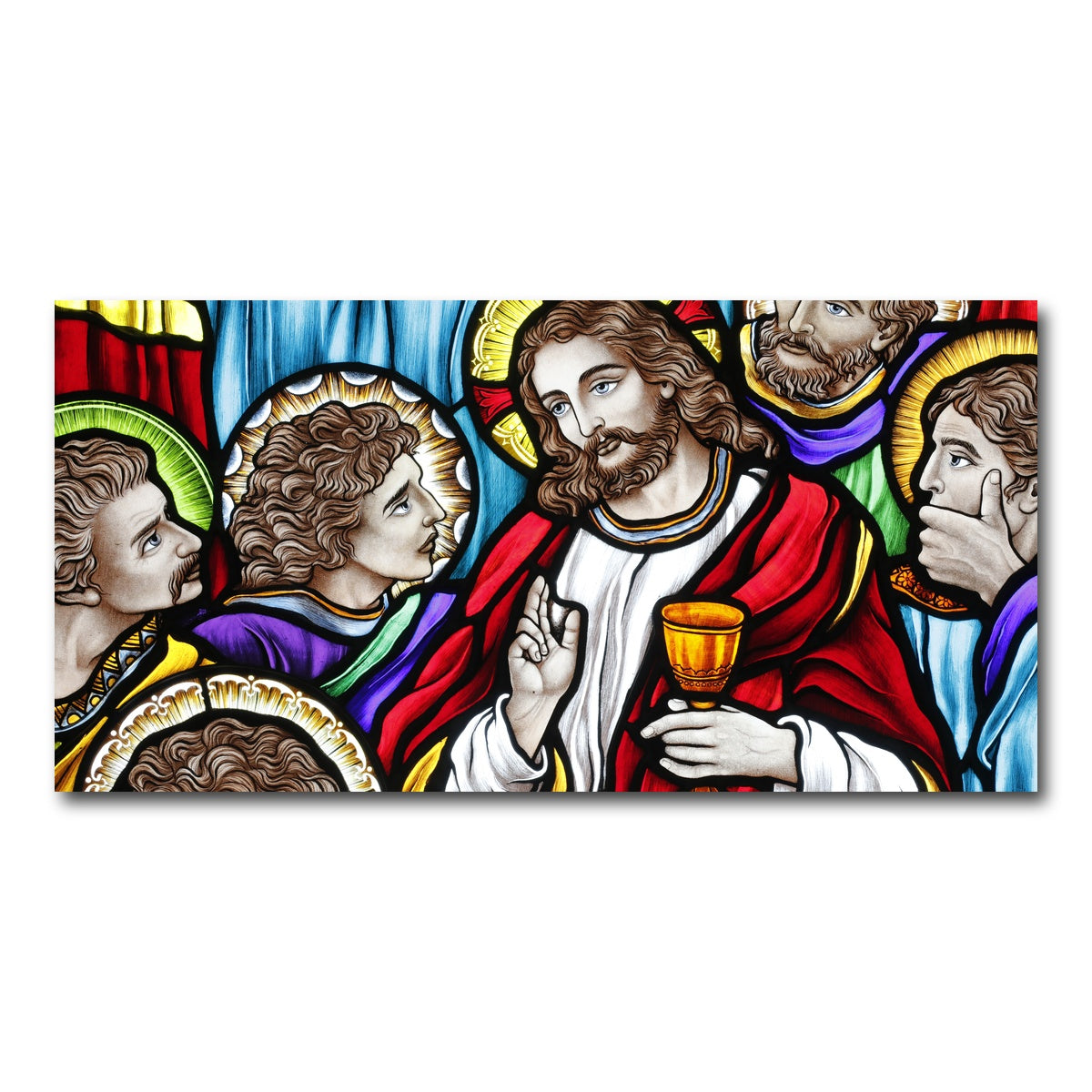 AUTO-MOCKUP WHITE | Last Supper Stained Glass | 1 Piece | Gallery Wrap Canvas | group=2x1